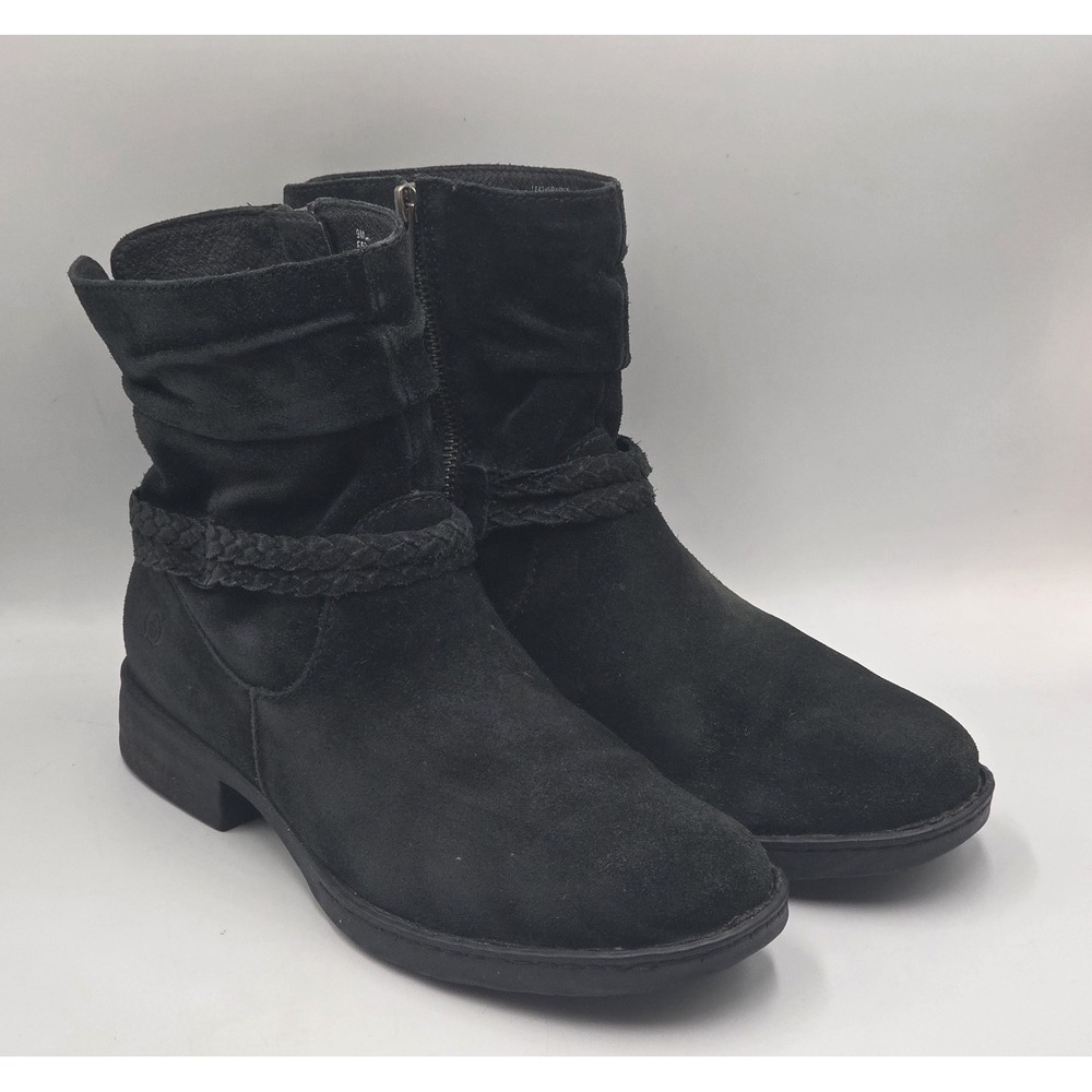 Børn Ouvea Ankle Boots Womens 9M Black Distressed Suede Side Zip BootS